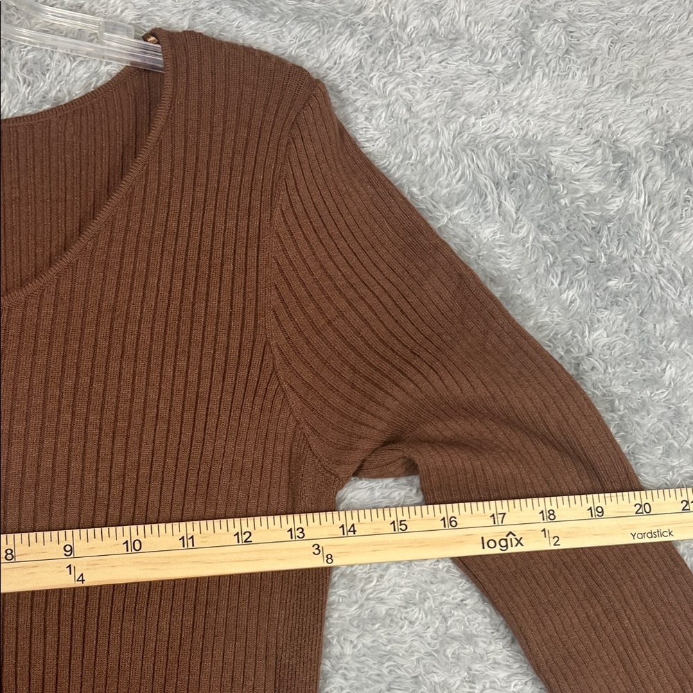 Pink Rose Brown Long Sleeve Dress with Button Detail - Picture 8 of 10